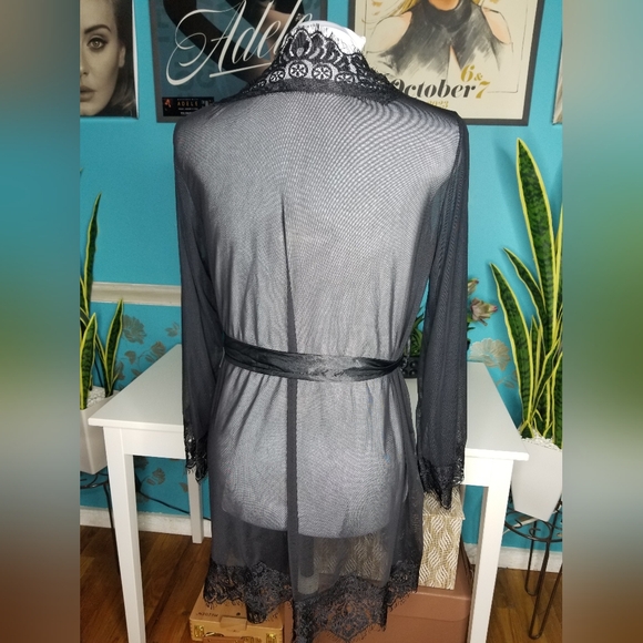 RS Love Sheer Lace Short Robe Black - Picture 5 of 13